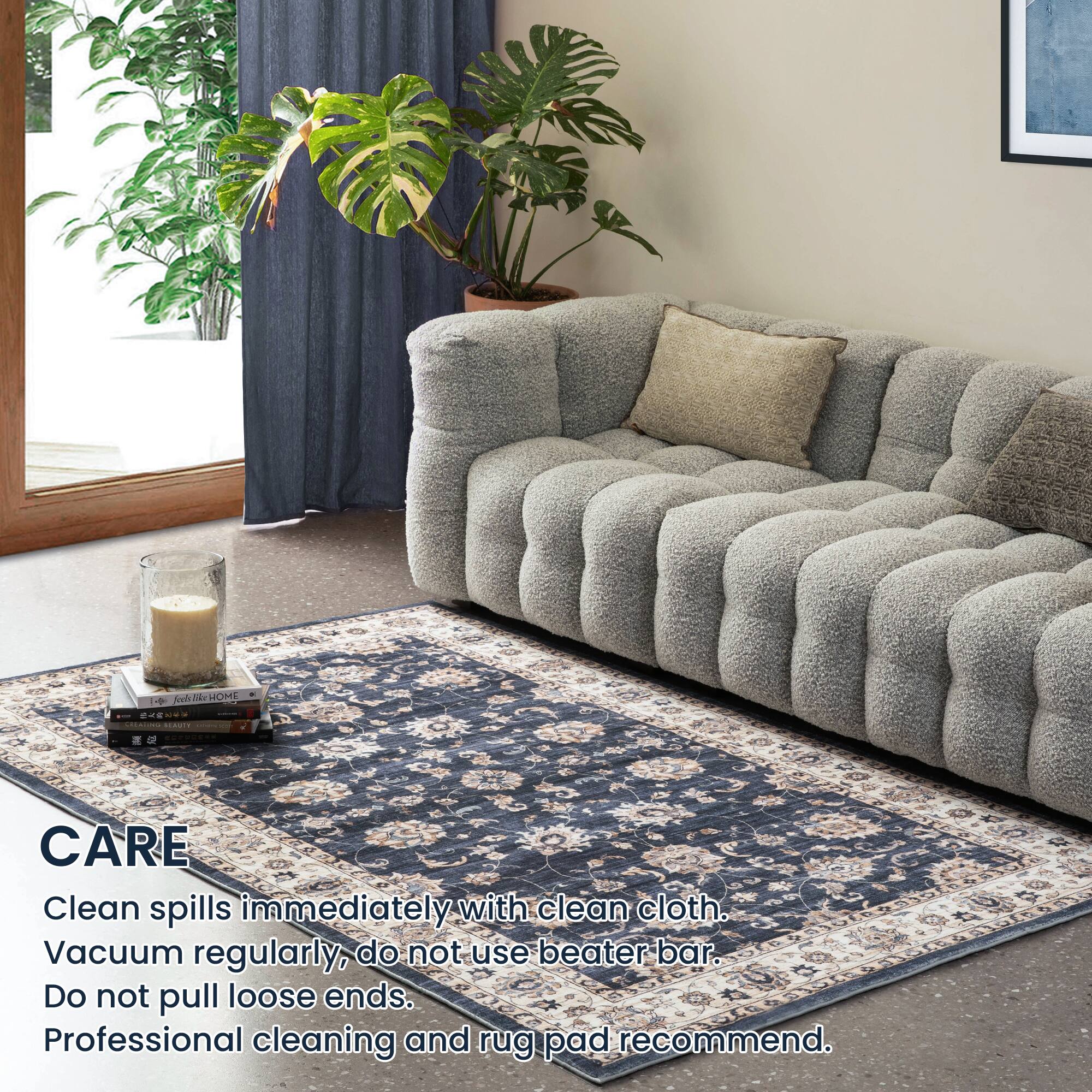 Glitzhome® Blue & Ivory Oriental Area Rug